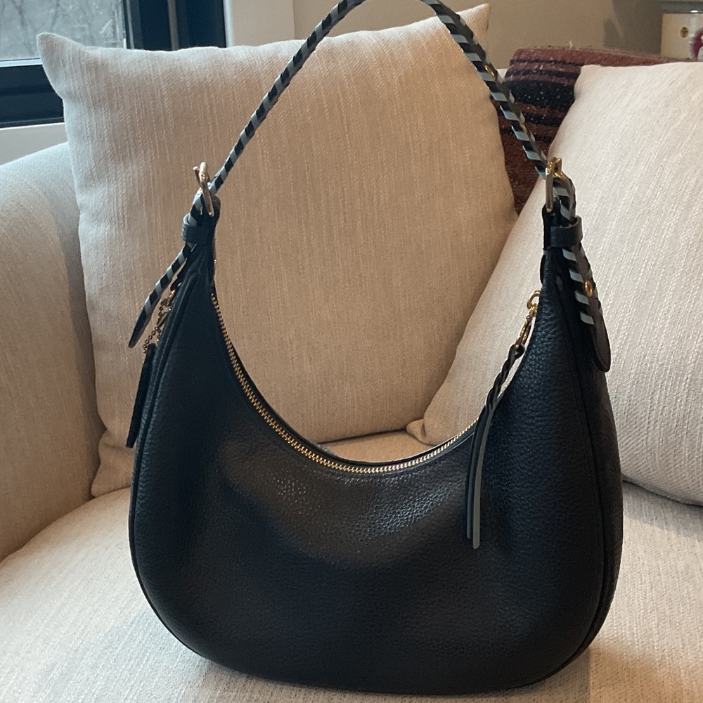 Coach Navy Blue Hobo Bag with Gold Accents - Picture 2 of 7